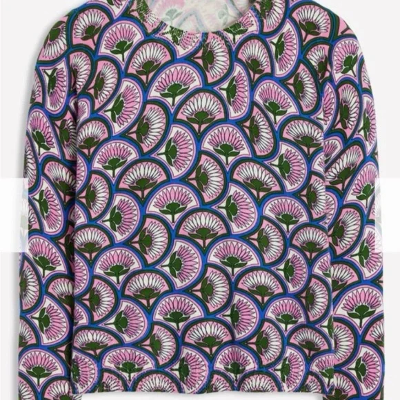 Boden Emilia Cotton Crewneck Lightweight Sweater Purple and Blue Pattern Small - Picture 5 of 10